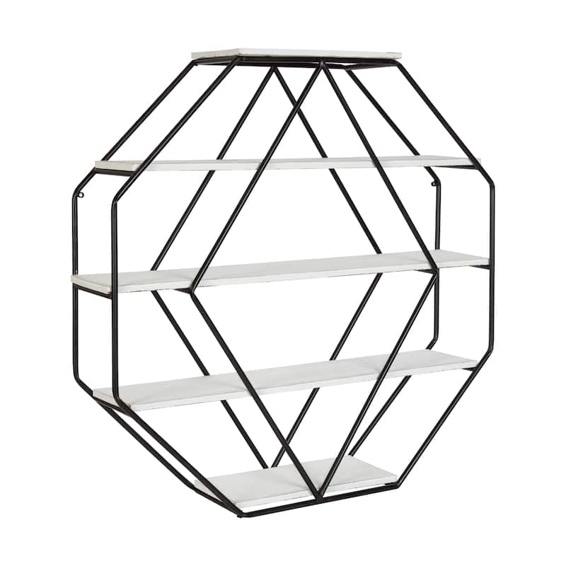 Kate and Laurel Lintz Wood Octagon Floating Wall Shelves - 31x31