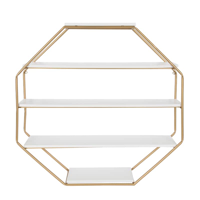 Kate and Laurel Lintz Wood Octagon Floating Wall Shelves - 31x31