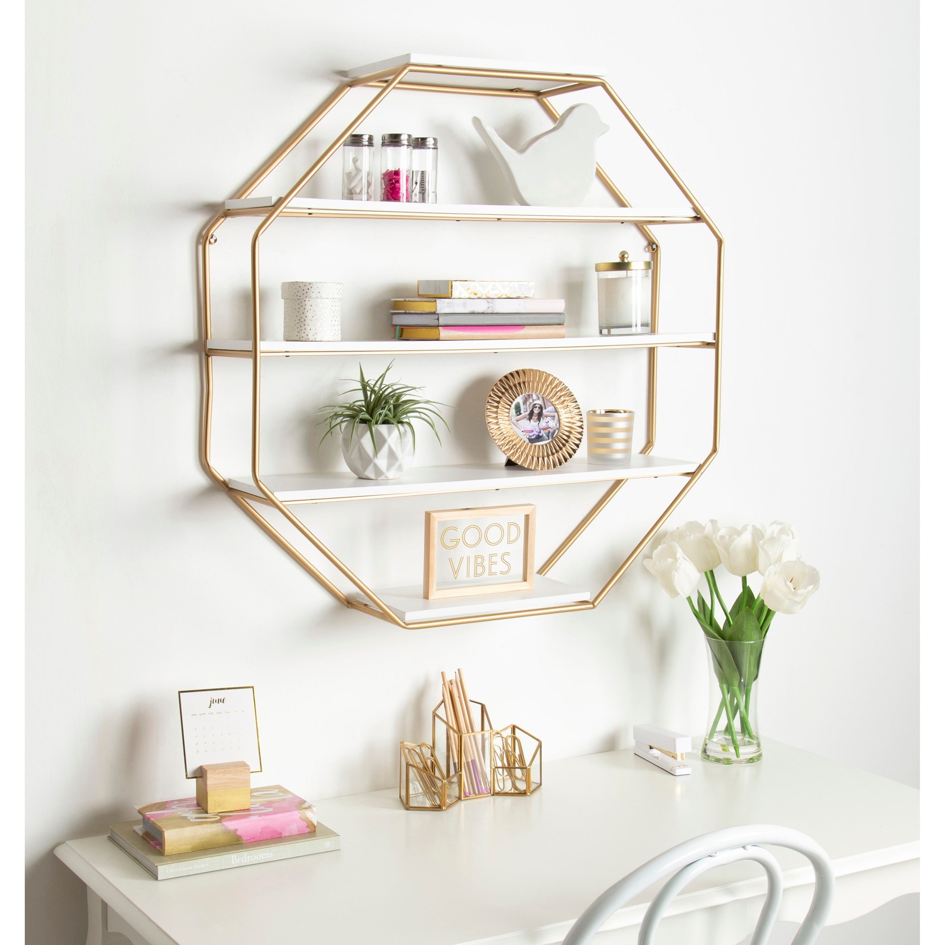 Kate And Laurel Lintz Wood Octagon Floating Wall Shelves Kate And Laurel Lintz Wood Octagon Floating Wall Shelves
