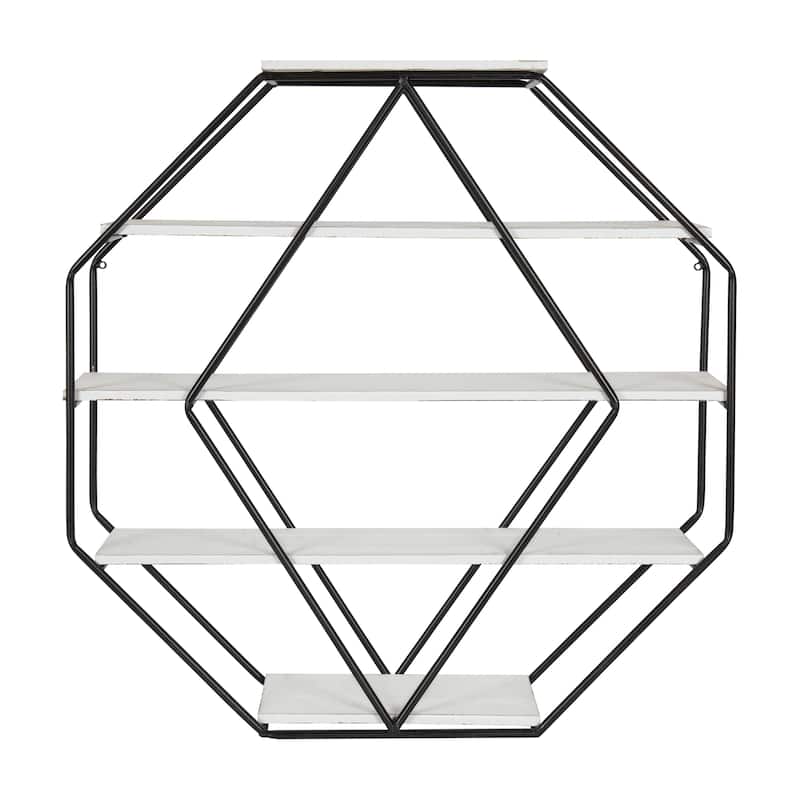 Kate and Laurel Lintz Wood Octagon Floating Wall Shelves - 31x31