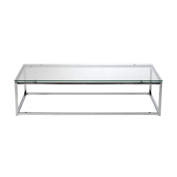 Euro Style Sandor Clear Glass Rectangle Coffee Table with Chrome Base ...