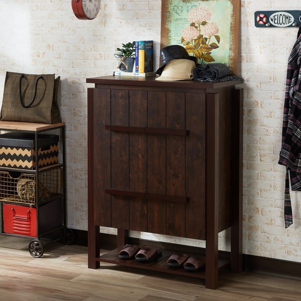 Shop Furniture Of America Meas Rustic Walnut Multi Shelf Shoe