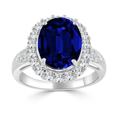 Auriya Oval Shaped 5 1/5ct Sapphire and Halo Diamond Engagement Ring 14k Gold