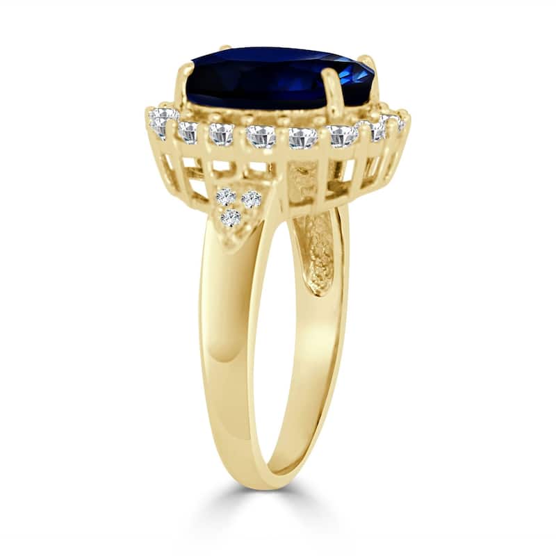 Auriya Oval Shaped 5 1/5ct Sapphire and Halo Diamond Engagement Ring 14k Gold