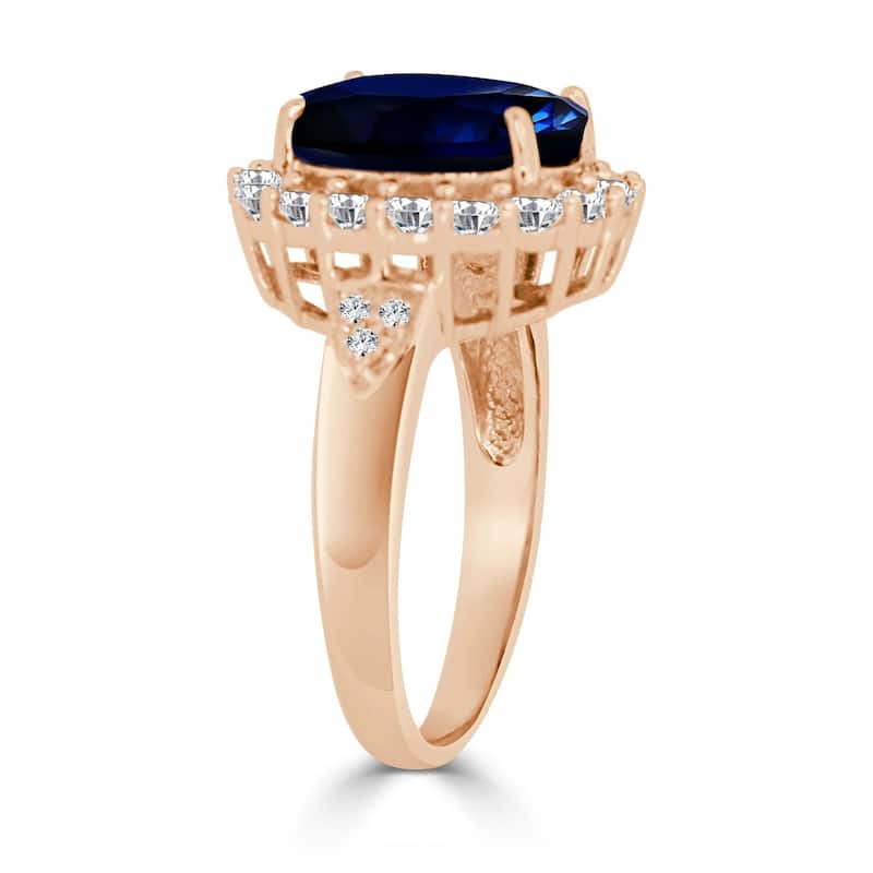 Auriya Oval Shaped 5 1/5ct Sapphire and Halo Diamond Engagement Ring 14k Gold