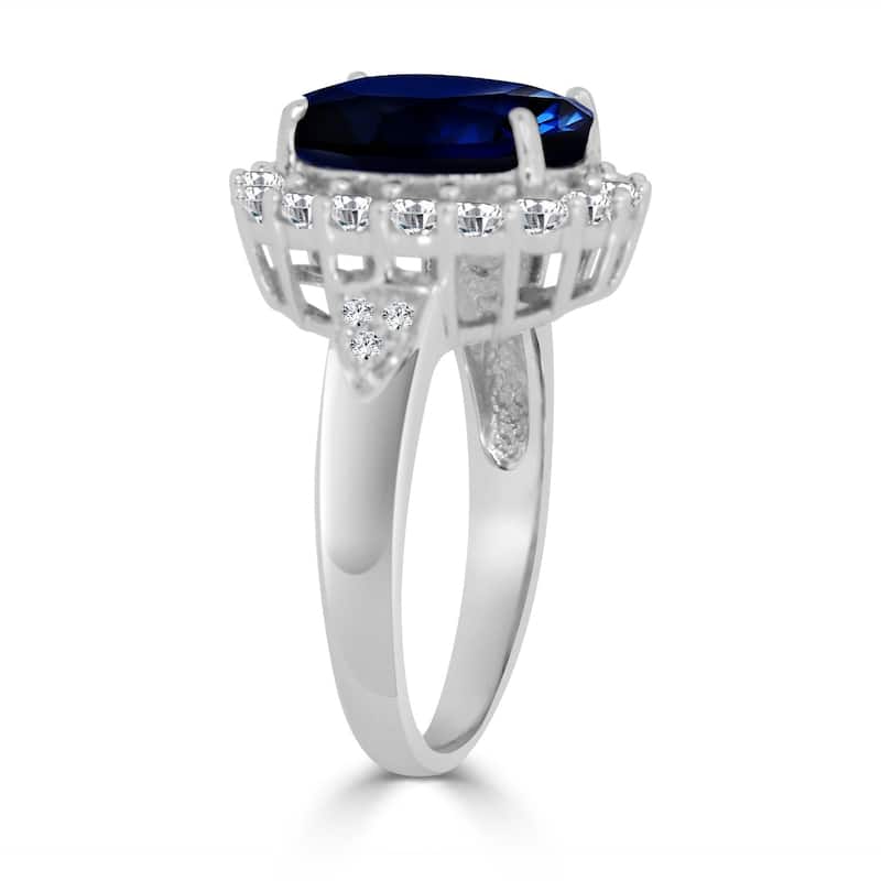 Auriya Oval Shaped 5 1/5ct Sapphire and Halo Diamond Engagement Ring 14k Gold