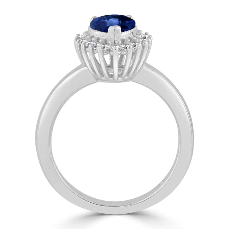 Auriya 1 1/2ct Pear Shaped Blue Sapphire and 1/3ctw Halo Diamond Engagement Ring 14k Gold