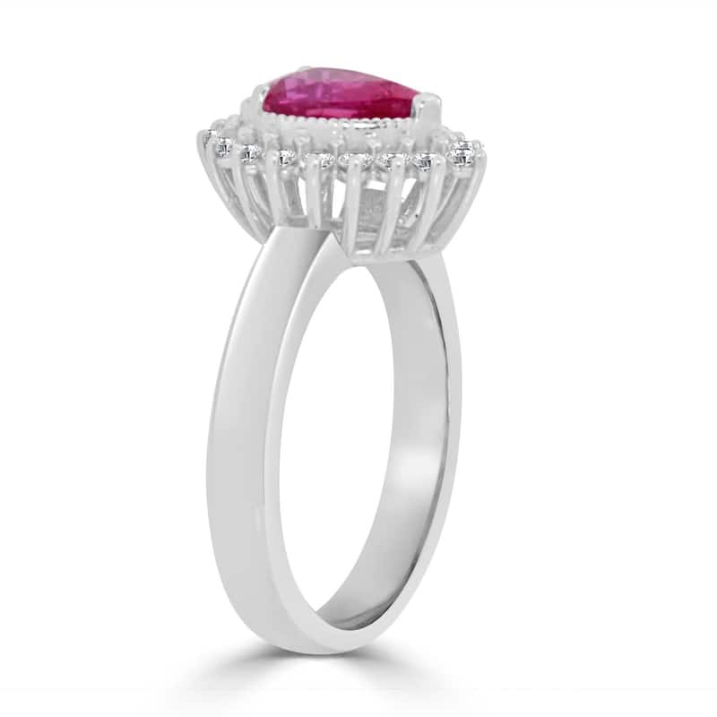 Auriya 1 1/2ct Pear Shaped Pink Sapphire and 1/3ctw Halo Diamond Engagement Ring 14K Gold