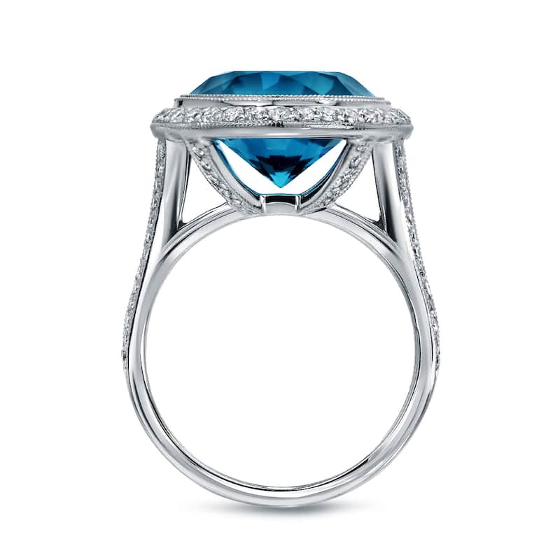 Auriya 14k Gold 6 3/4ctw Halo Blue Diamond Engagement Ring