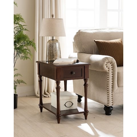Regency Side Table with Charging Station in Dark Cherry