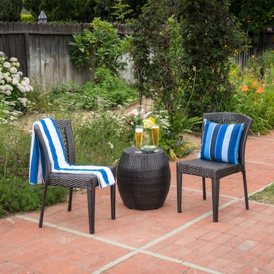 Irving Outdoor 3-Piece Wicker Chat Set by Christopher Knight Home