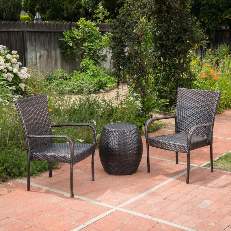 Orleans Outdoor 3-Piece Wicker Chat Set by Christopher Knight Home
