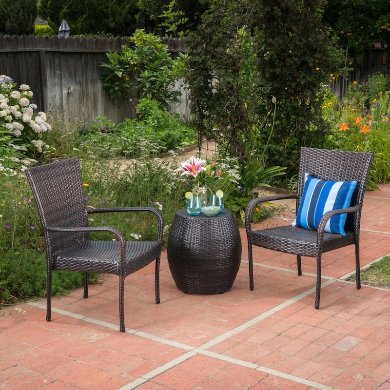 Orleans Outdoor 3-Piece Wicker Chat Set by Christopher Knight Home