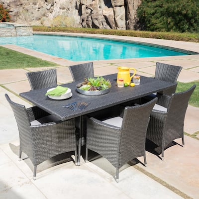 Malta Outdoor 7-piece Cushioned Wicker Dining Set by Christopher Knight Home