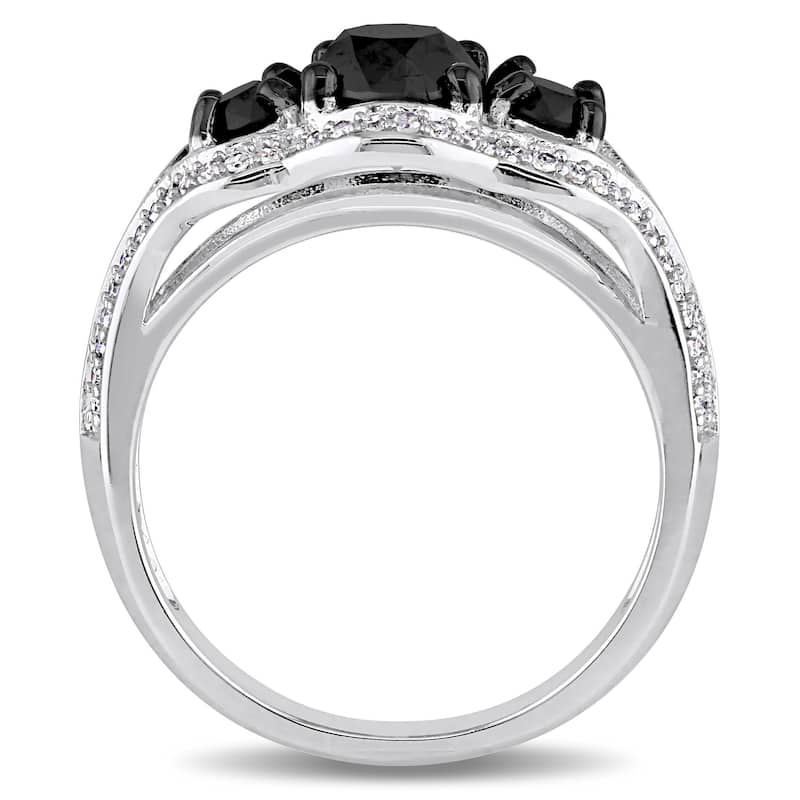 Miadora Signature Collection White Gold With Black Rhodium 1 3/4Ct TDW Black & White Diamond 3-S