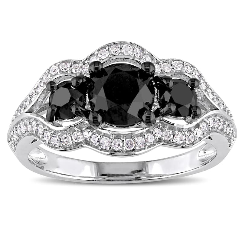 Miadora Signature Collection White Gold With Black Rhodium 1 3/4Ct TDW Black & White Diamond 3-S