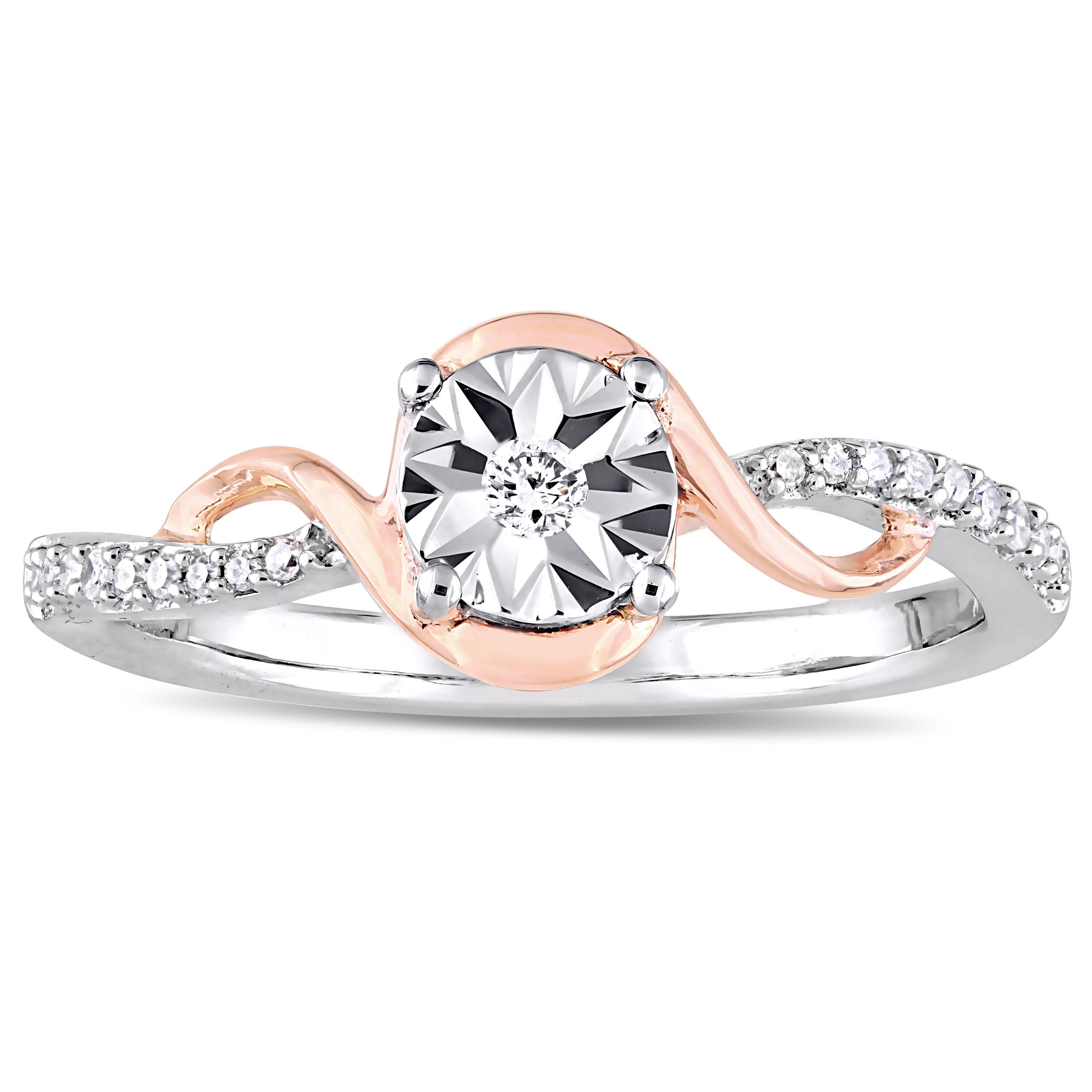 Miadora 2 Tone 10k White And Rose Gold 1 10ct Tdw Diamond Crossover Twist Engagement Ring