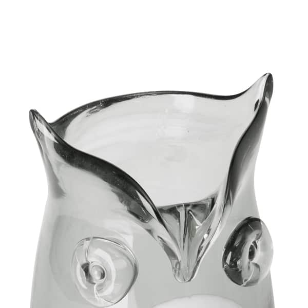 Shop Madison Park Owen Grey White Hand Blown Glass Owl Vase