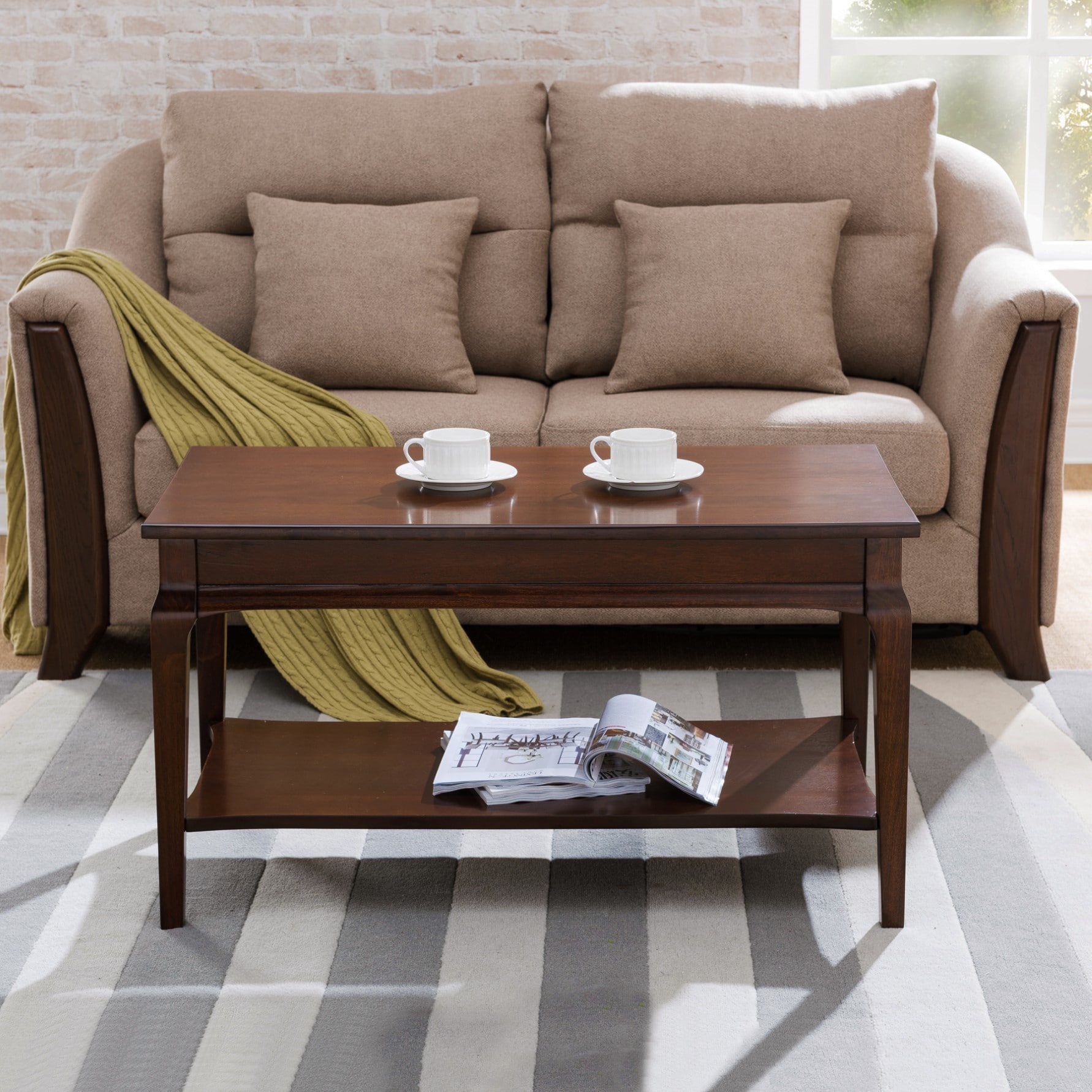 Kd Furnishings Chocolate Cherry Wood Condo Apartment Coffee Table With Display Shelf Kd Furnishings Chocolate Cherry Wood Condo Apartment Coffee Table With Display Shelf