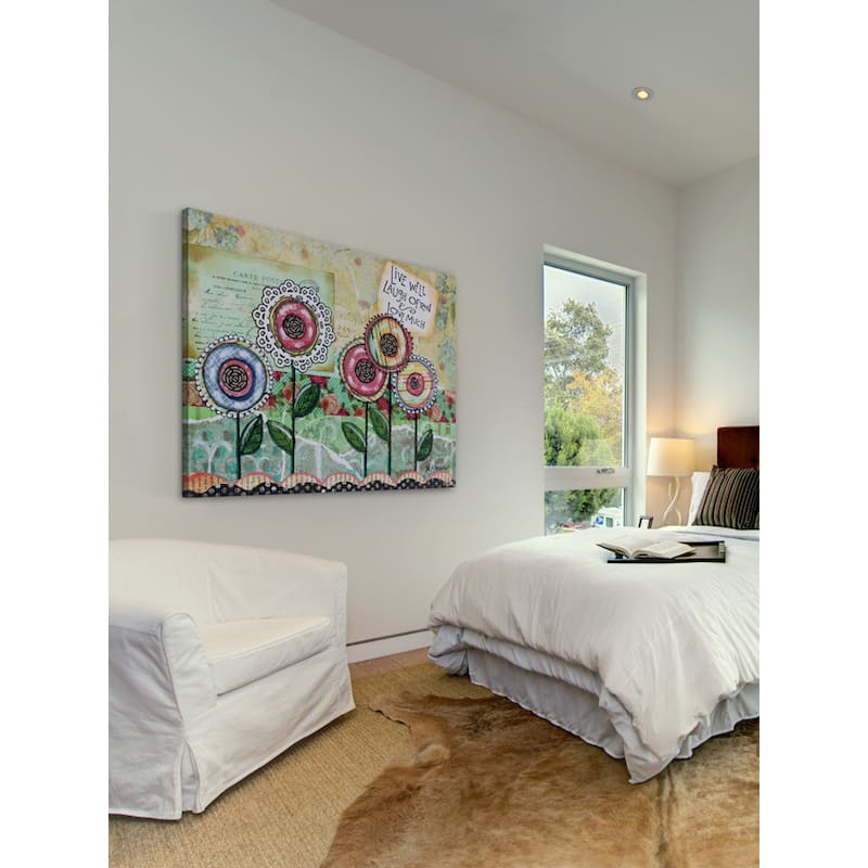 'Live Well Flowers' Painting Print on Wrapped Canvas - Multi-Color