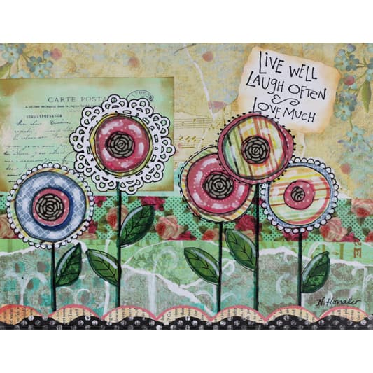 'Live Well Flowers' Painting Print on Wrapped Canvas - Multi-Color