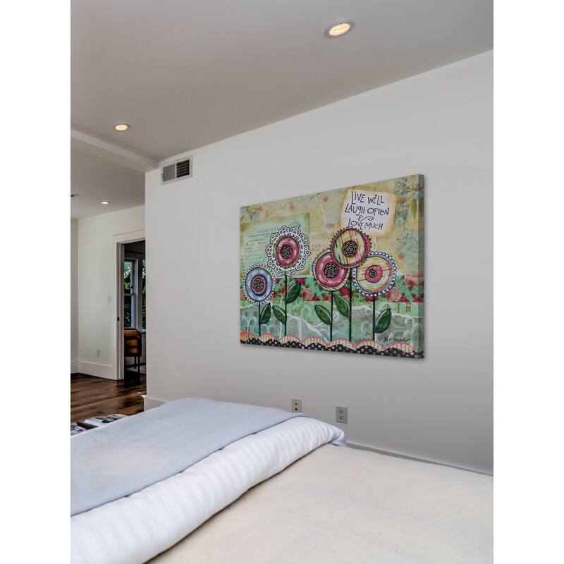 'Live Well Flowers' Painting Print on Wrapped Canvas - Multi-Color