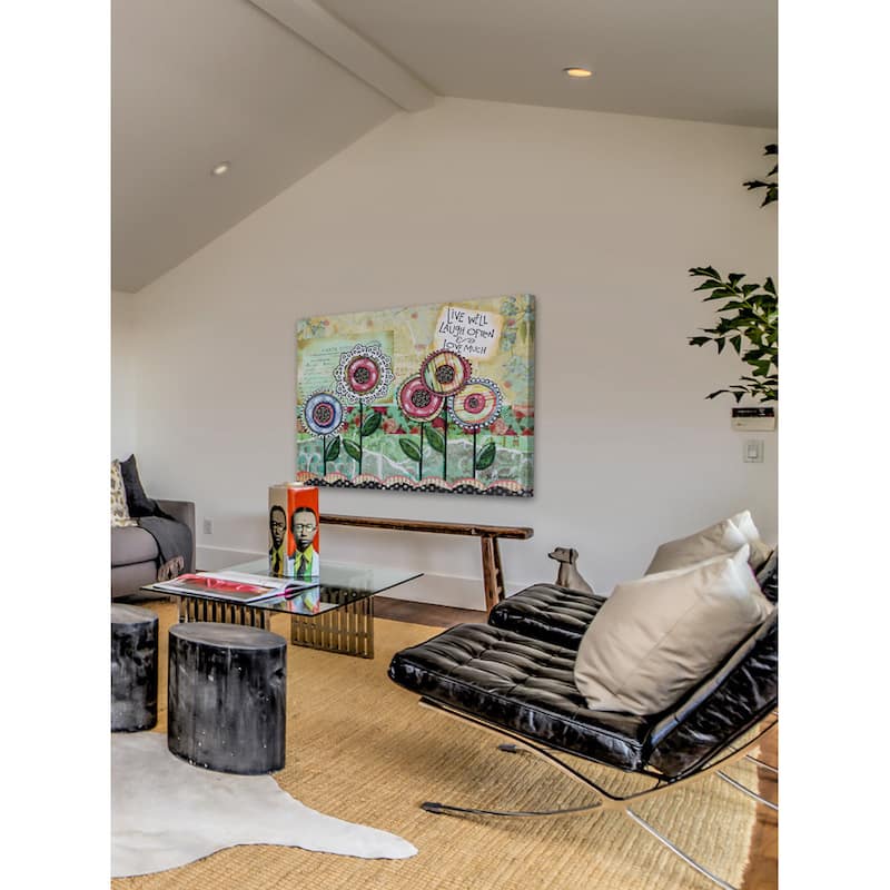 'Live Well Flowers' Painting Print on Wrapped Canvas - Multi-Color