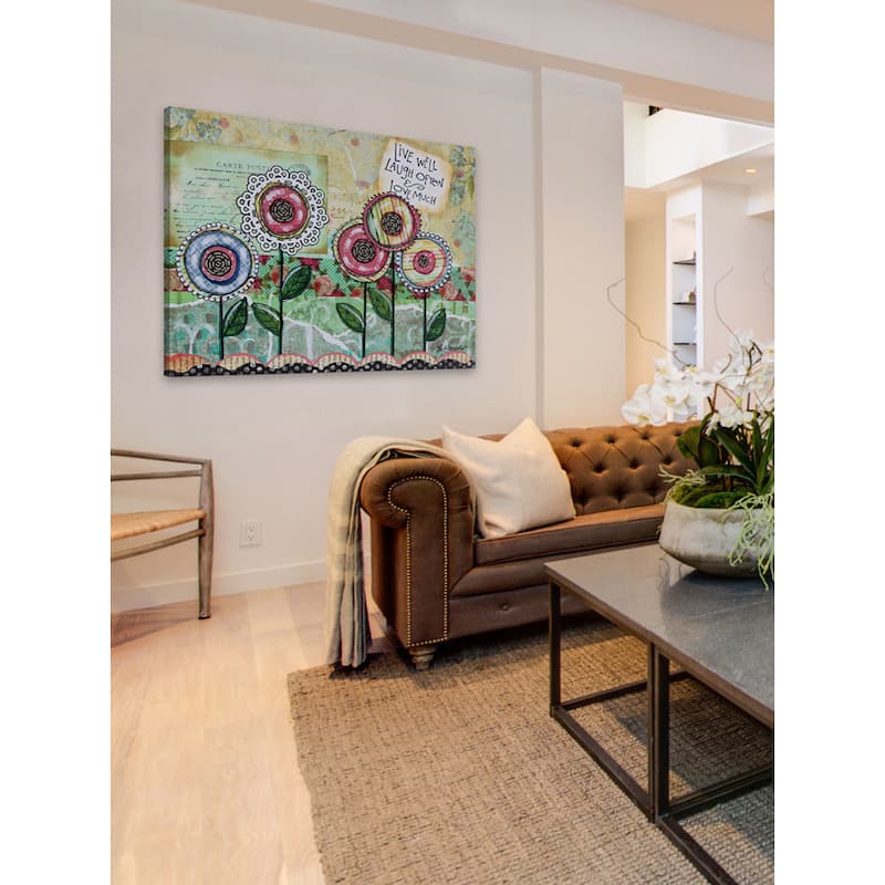 'Live Well Flowers' Painting Print on Wrapped Canvas - Multi-Color