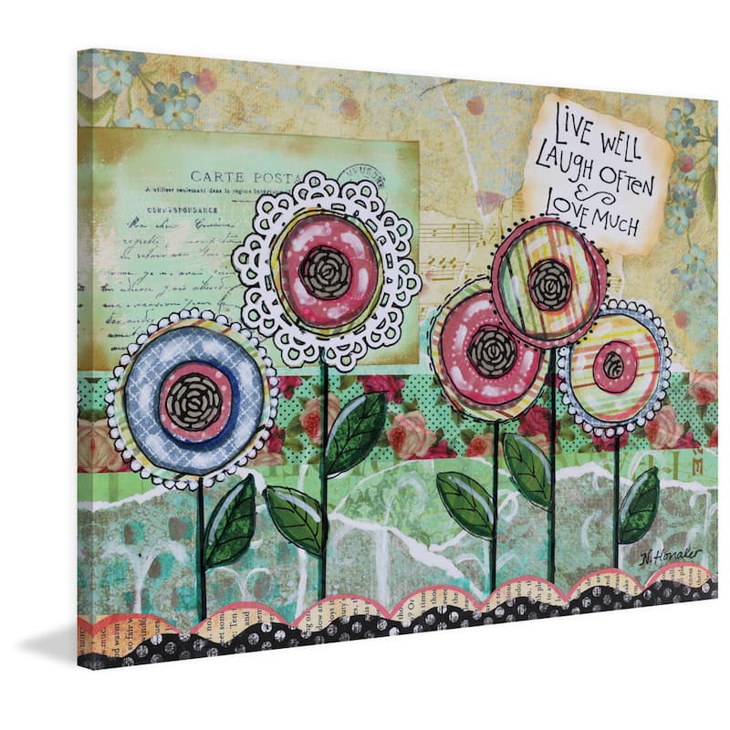 'Live Well Flowers' Painting Print on Wrapped Canvas - Multi-Color