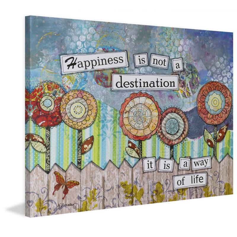 'Happy Destinations' Painting Print on Wrapped Canvas - Multi-Color