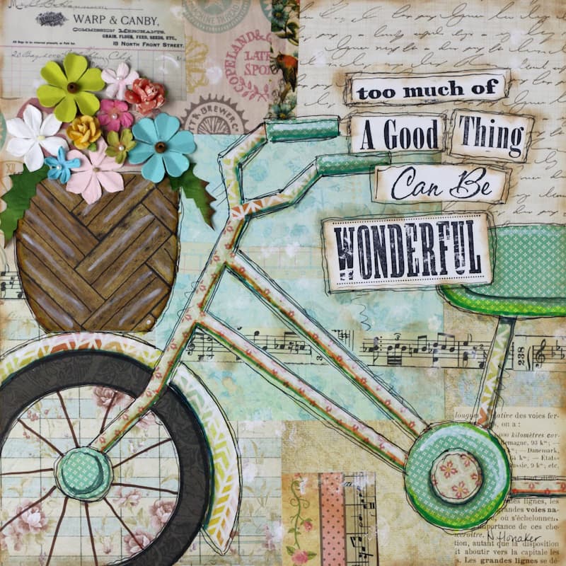 'Bike Too Wonderful' Painting Print on Wrapped Canvas - Multi-Color