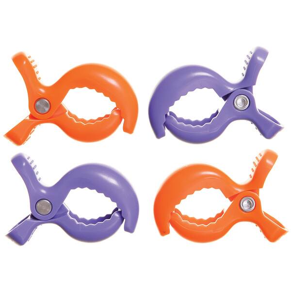 slide 2 of 3, Dreambaby® Strollerbuddy® Stroller Clips, 4 Pack Purple, Orange