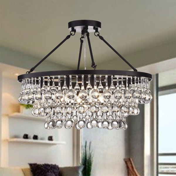 black and chrome semi flush mount crystal chandelier