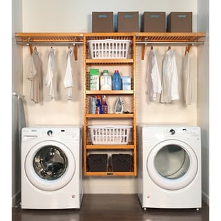 John Louis Home 16in deep 10ft. Laundry Organizer Honey Maple