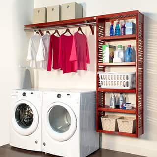 slide 1 of 1, John Louis Home 12in deep 8ft. Laundry Organizer Red Mahogany