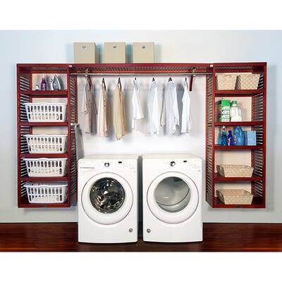 John Louis Home Solid Wood 16in deep 10ft. Laundry Organizer Red Mahogany