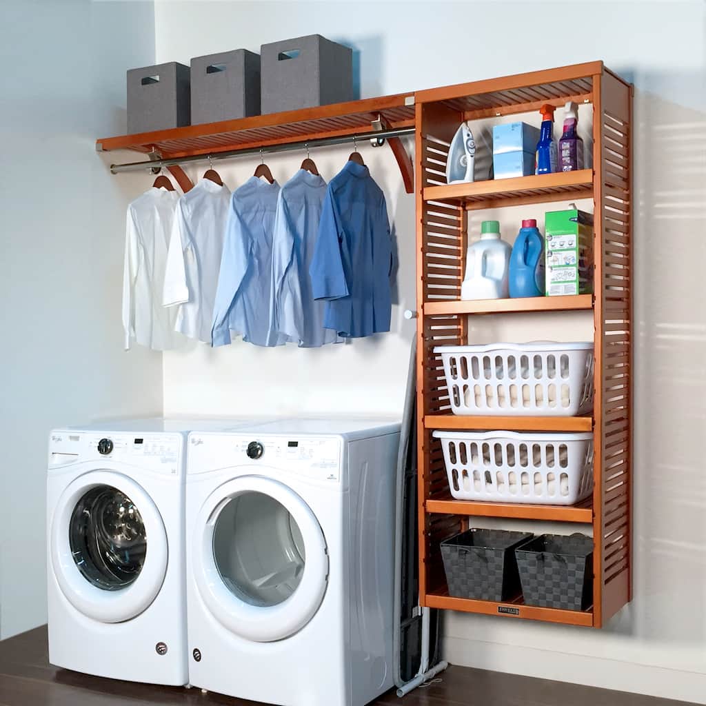 John Louis Home 16in deep 8ft. Laundry Organizer Caramel