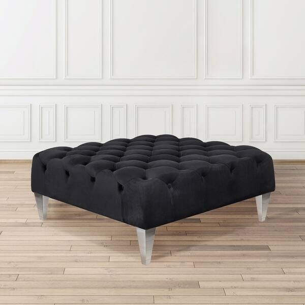 Shop Sydney Ottoman Steel Legs Black Velvet Free Shipping Today