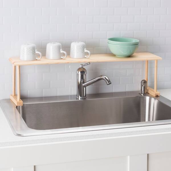 Home Basics Oak Wood Over The Sink Shelf On Oak Wood Over The Sink Shelf