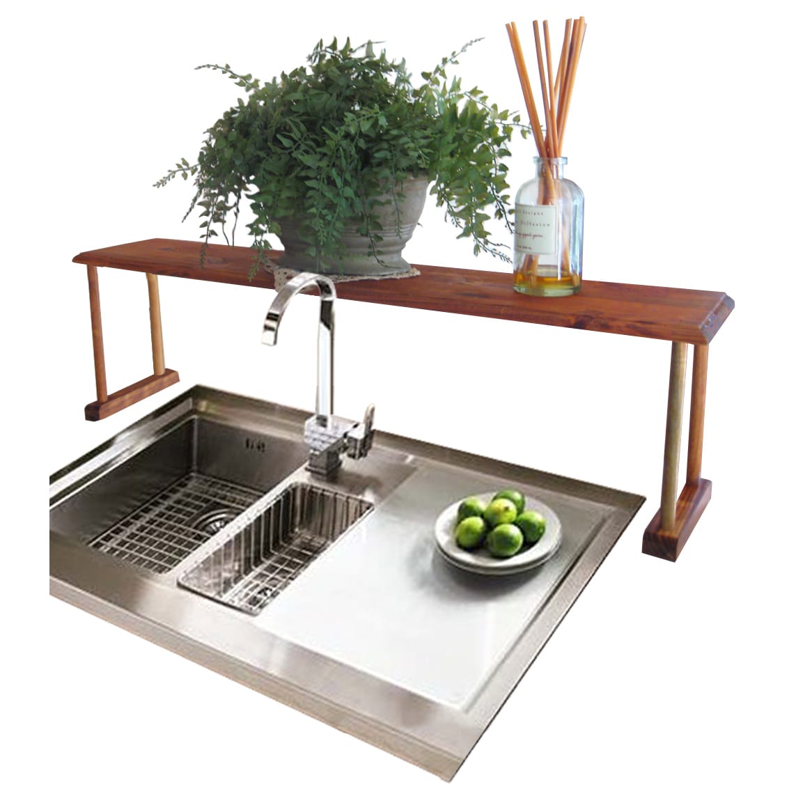 Home Basics Pine Over The Sink Shelf Overstock 16798265