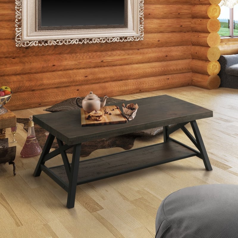 Furniture of America Fevo Rustic Oak X-shape Design Coffee Table