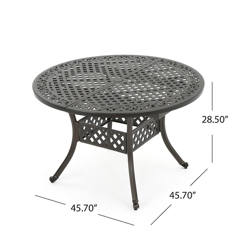 Windley Outdoor Expandable Aluminum Dining Set with Umbrella Hole by Christopher Knight Home