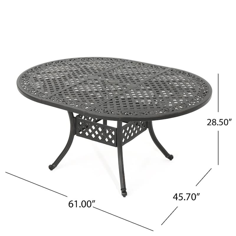 Windley Outdoor Expandable Aluminum Dining Set with Umbrella Hole by Christopher Knight Home