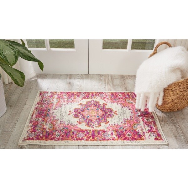 Nourison Passion Ivory/Fushia Area Rug - 1'8 x 2'8