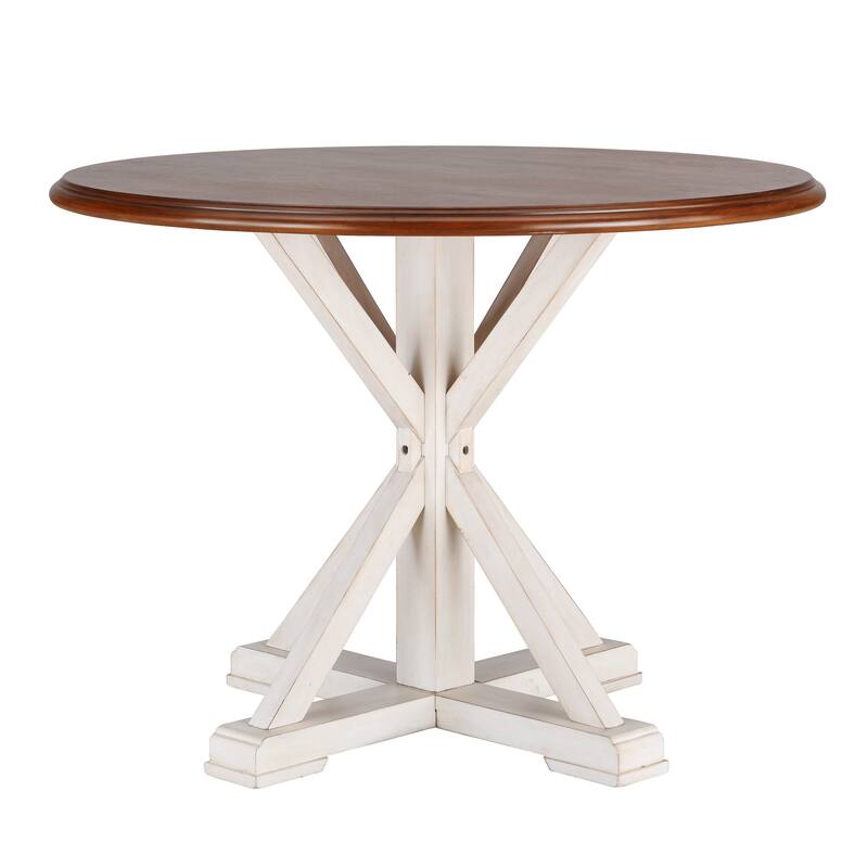 SEI Furniture Oriaga Antique White Round Pedestal Dining Table