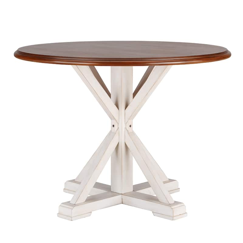 SEI Furniture Oriaga Antique White Round Pedestal Dining Table