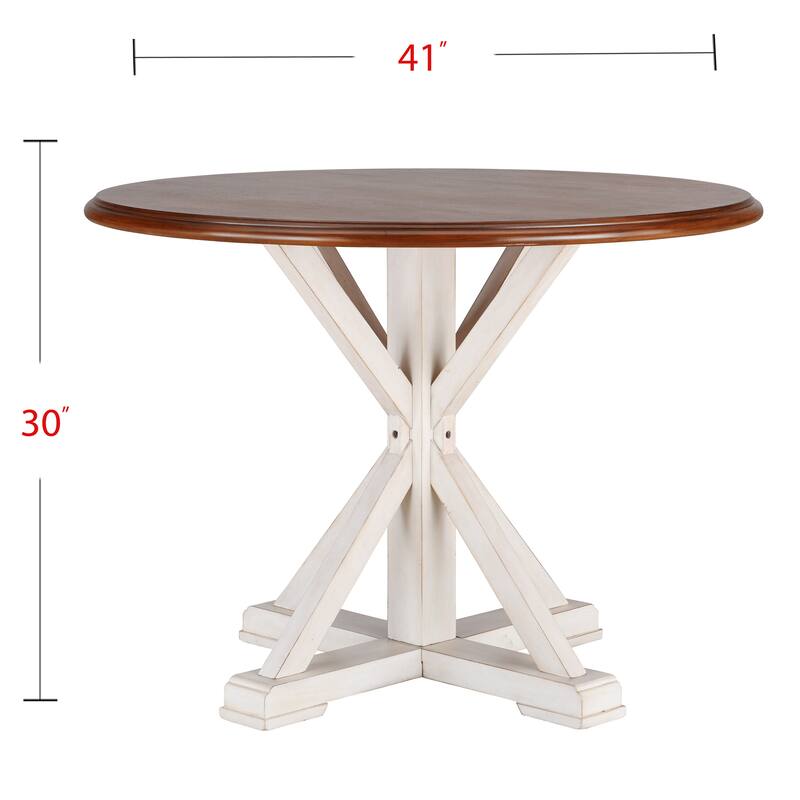 SEI Furniture Oriaga Antique White Round Pedestal Dining Table