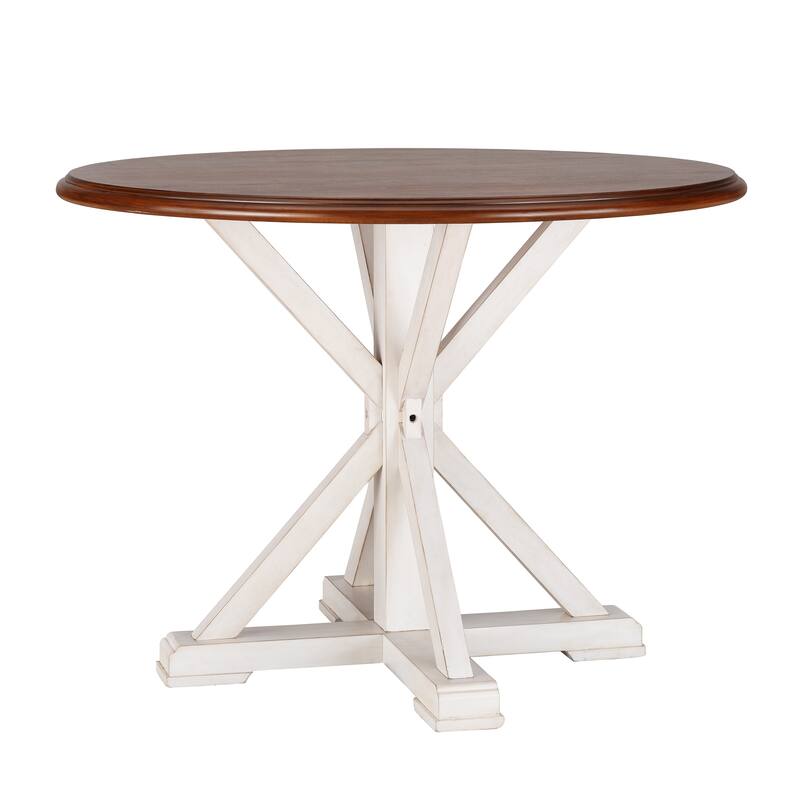 SEI Furniture Oriaga Antique White Round Pedestal Dining Table