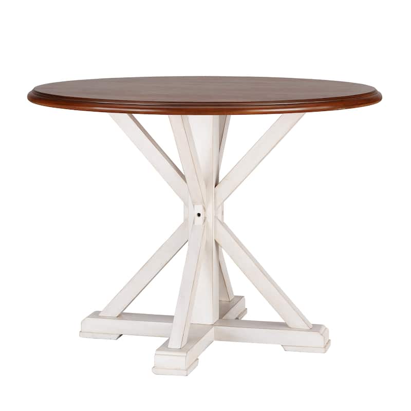 SEI Furniture Oriaga Antique White Round Pedestal Dining Table
