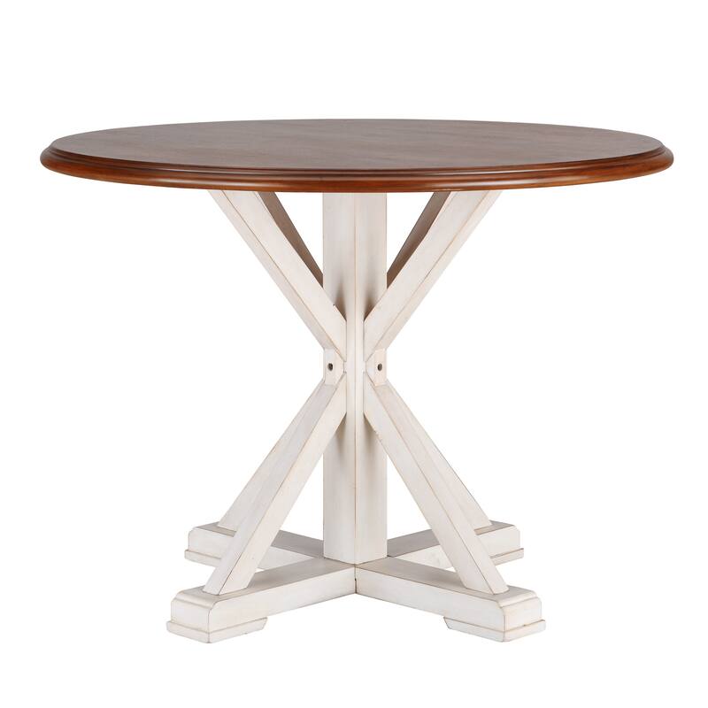 SEI Furniture Oriaga Antique White Round Pedestal Dining Table